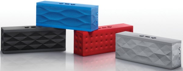 Aliph Jawbone Jambox speakers in various colors.