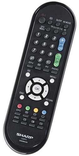Sharp Aquos LC-32DH510E television remote control.