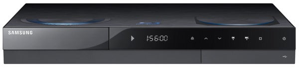 Samsung BD-C8500 Blu-ray player with display showing time.