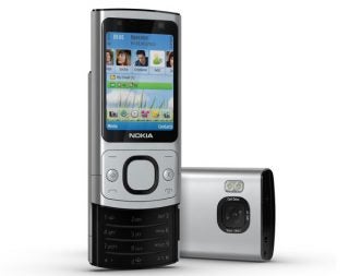 Nokia 6700 Slide phone with screen and camera visible.
