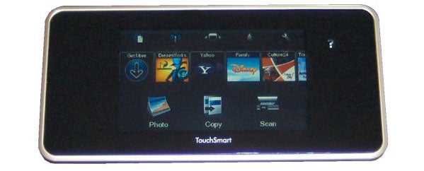 HP Photosmart Premium TouchSmart screen displaying options