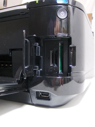 Close-up of Canon PIXMA MG5250 printer's ink cartridge slots.