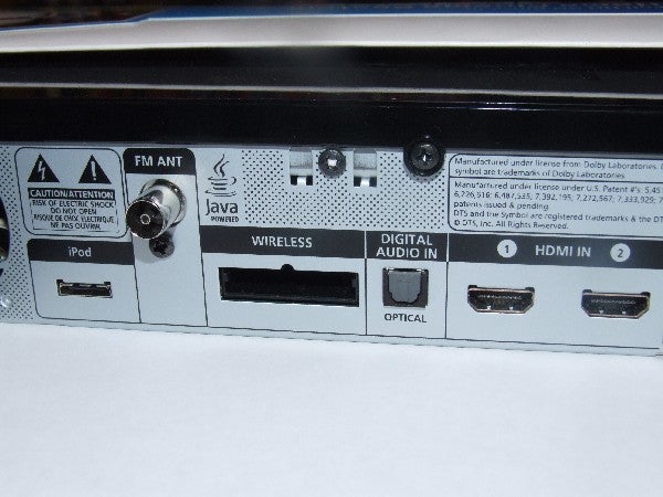 Back panel of Samsung HT-C6730W with connection ports.