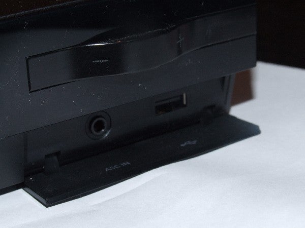 Close-up of Samsung HT-C6730W Blu-ray player ports.