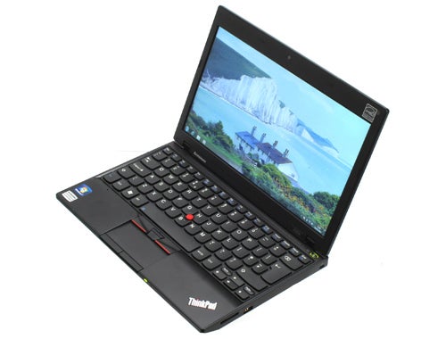 Lenovo ThinkPad X100e laptop with open display.
