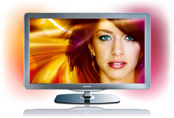 Philips 32PFL7605H displaying vibrant colors with a woman's portrait.