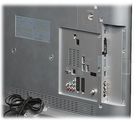Back panel of Panasonic Viera TX-L37V20B showing connectivity ports.