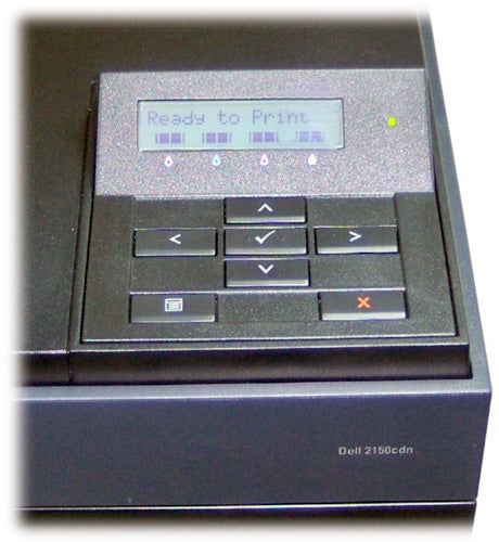 Dell 2150cdn printer control panel displaying 