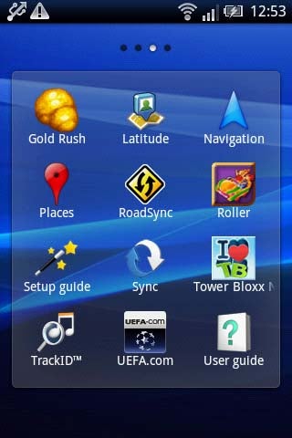 Sony Ericsson Xperia X8 displaying home screen icons.