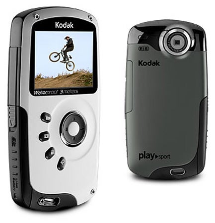 Kodak Playsport Zx3 camera front and back view.
