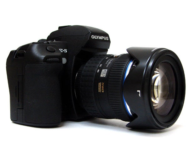 Olympus E-5 DSLR camera with wide-angle lens.