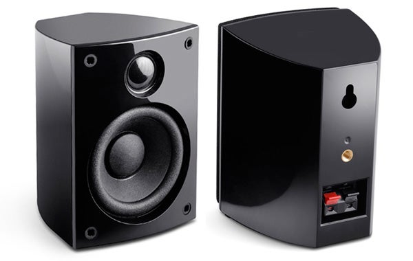 Teufel Consono 25 compact black speakers from front and back.