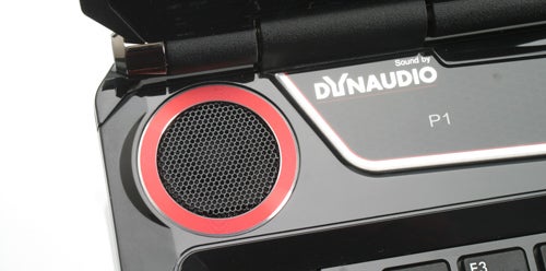 Close-up of MSI GT680 laptop's speaker by Dynaudio.