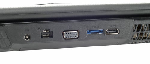 MSI GT680 laptop side showing ports and cooling vents.