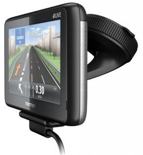 TomTom GO LIVE 1005 navigation device displaying map.