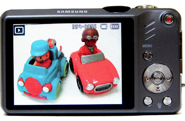 Samsung WB600 camera displaying a photo on its LCD screen.