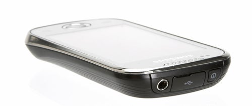 Samsung Galaxy Apollo I5801 smartphone on white background.