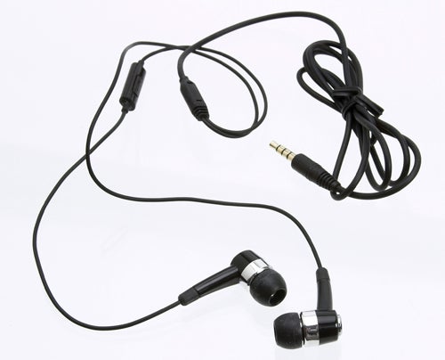 Black in-ear headphones with microphone and 3.5mm jack