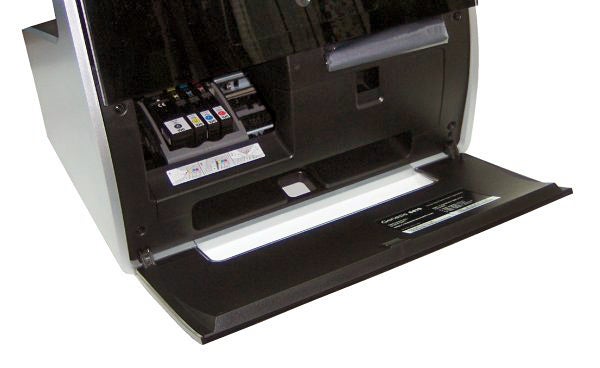 Lexmark Genesis S815 printer with open scanner lid.