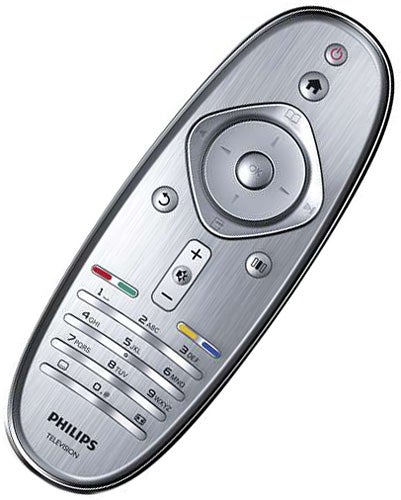 Philips 40PFL9705H television remote control on white background.