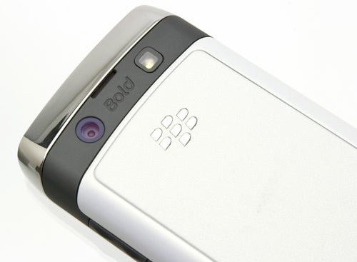 Close-up of BlackBerry Bold 9780 rear cover and camera.