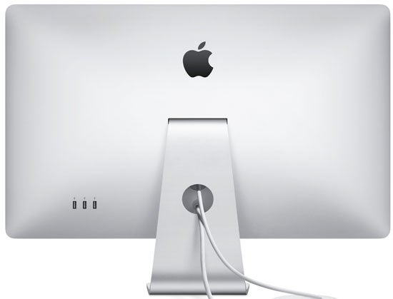 Rear view of 27-inch Apple Cinema Display with cables.