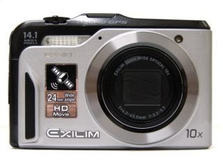 Casio Exilim EX-H20G digital camera with 10x zoom lens.