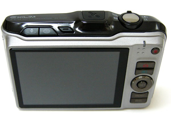 Casio Exilim EX-H20G digital camera back view.