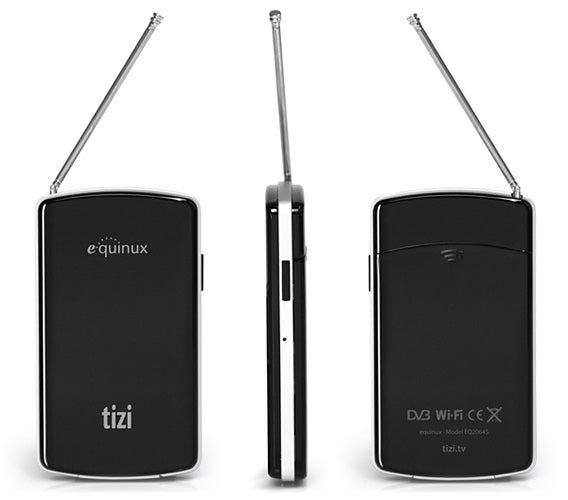 Equinux Tizi portable TV tuner with extended antennas.