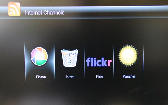 Screen showing Internet Channels on A.C.Ryan Playon!DVR HD.