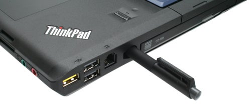 Lenovo ThinkPad W701ds laptop with stylus extended.
