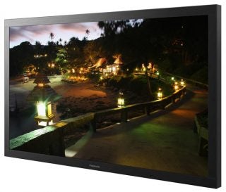 Panasonic TH-85VX200 displaying vivid nighttime beach scene.