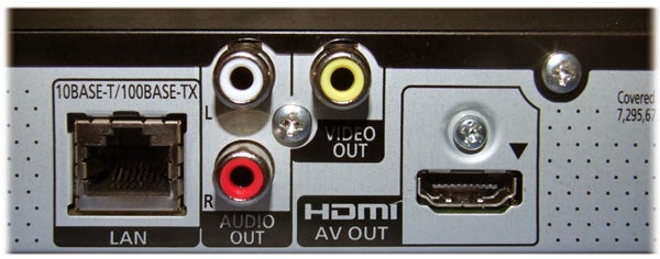 Back panel of Panasonic DMP-BD75 with various connectivity ports.