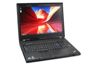 Lenovo ThinkPad W701ds laptop with dual screens open.