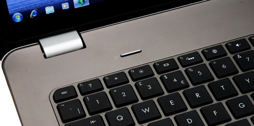 Close-up of HP Envy 17 3D laptop keyboard and screen.
