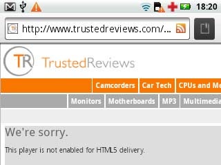 Error message on TrustedReviews website on a mobile screen.
