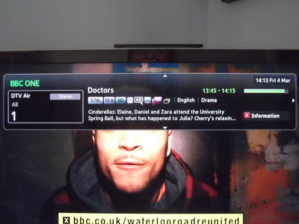 Samsung BD-D8500 displaying BBC One channel on TV screen.