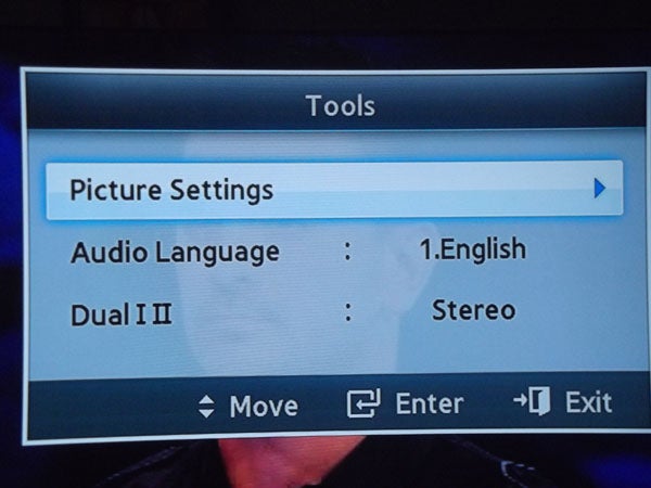 Samsung BD-D8500 menu screen with picture settings option highlighted.