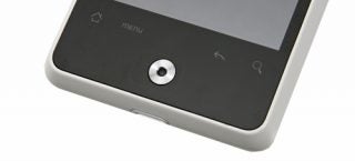 Close-up of HTC Gratia smartphone's menu buttons and camera.