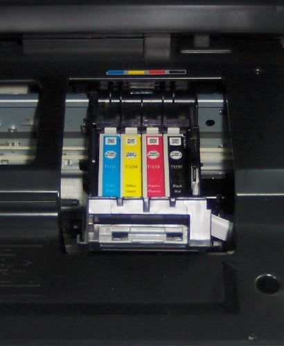 Epson Stylus Office BX305FW printer ink cartridge installation.