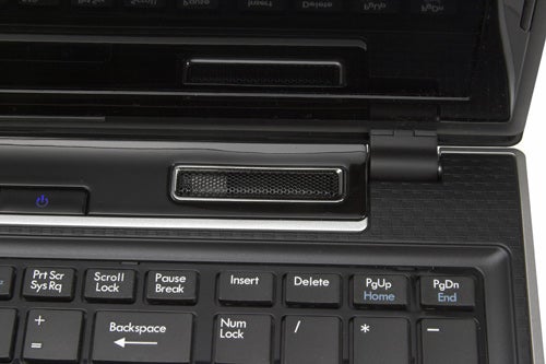 Close-up of MSI FX600 laptop keyboard and power button.