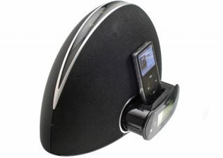 Pure Contour docking speaker with iPod docked.