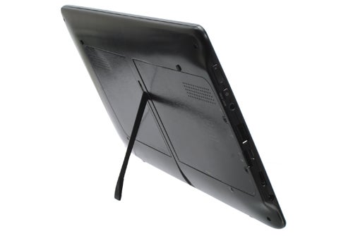 Archos 101 Internet Tablet with built-in stand viewed from the side.