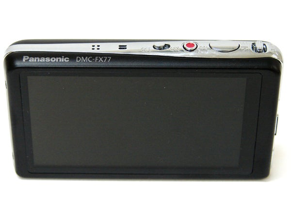 Panasonic Lumix DMC-FX77 camera back view with screen.