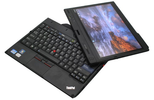 Lenovo ThinkPad X220 Tablet with screen rotated and extended.