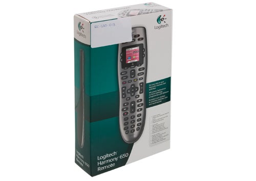 Logitech Harmony 650 remote in its packaging.
