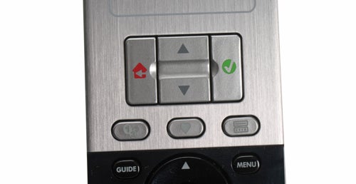 Close-up of One For All Xsight Plus remote control buttons.