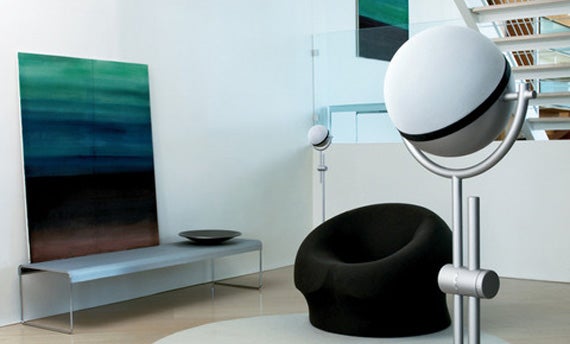 Spherical Tutondo OhL 5.1 speaker system in modern room.