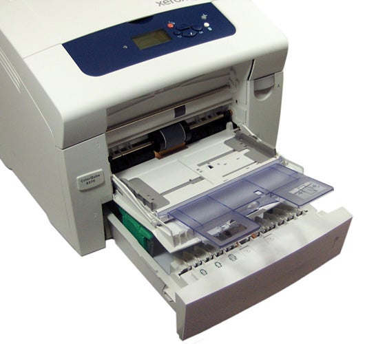 Xerox ColorQube 8570ADN printer with open tray.