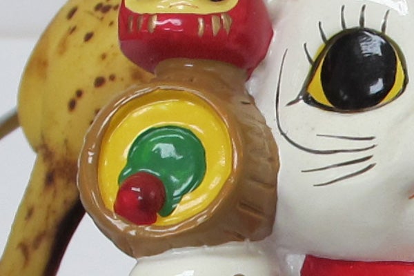 Close-up of a colorful toy with intricate details.
